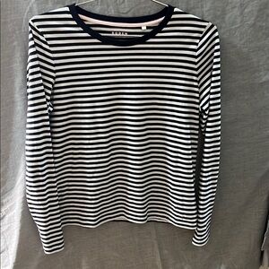 Boden Navy Blue and White Striped Long Sleeve Tee